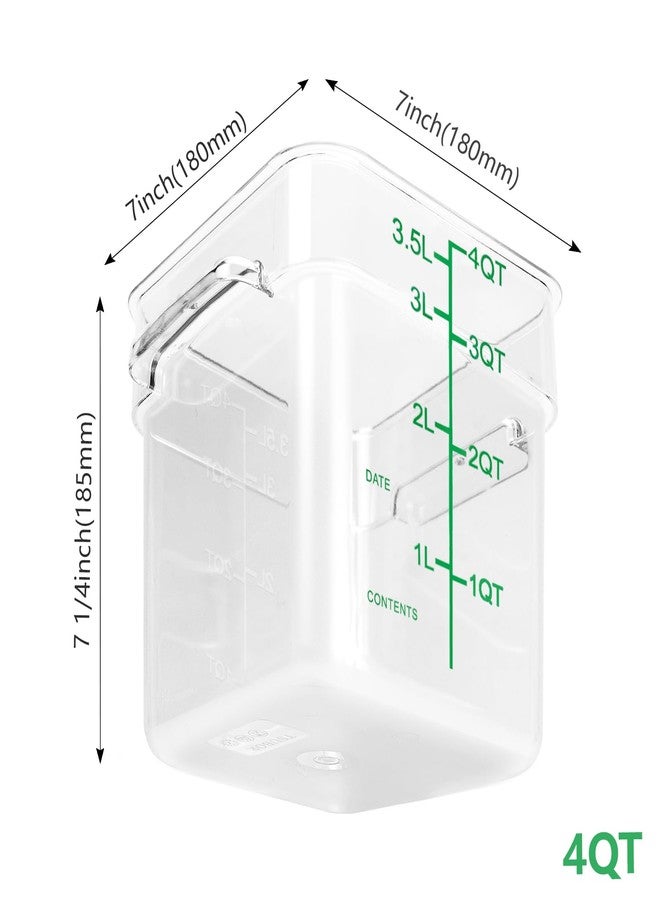 TSUBOR 4 Pack Food Storage Containers with Green Lids, 4.0 Qt - Square, Clear, Polycarbonate - Image 2